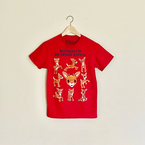 NEW Rudolph The Red-Nosed Reindeer Is My Spirit Animal Red T Shirt Adult Small - Picture 1 of 4